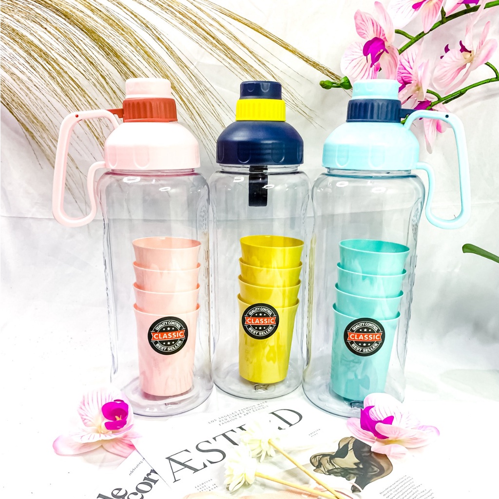 TERMUARH!! TEKO BERANAK / SET GELAS PLASTIK KARAKTER LUCU / Set 4 in 1 Gelas / Teko Pitcher Kapasitas 2.2L