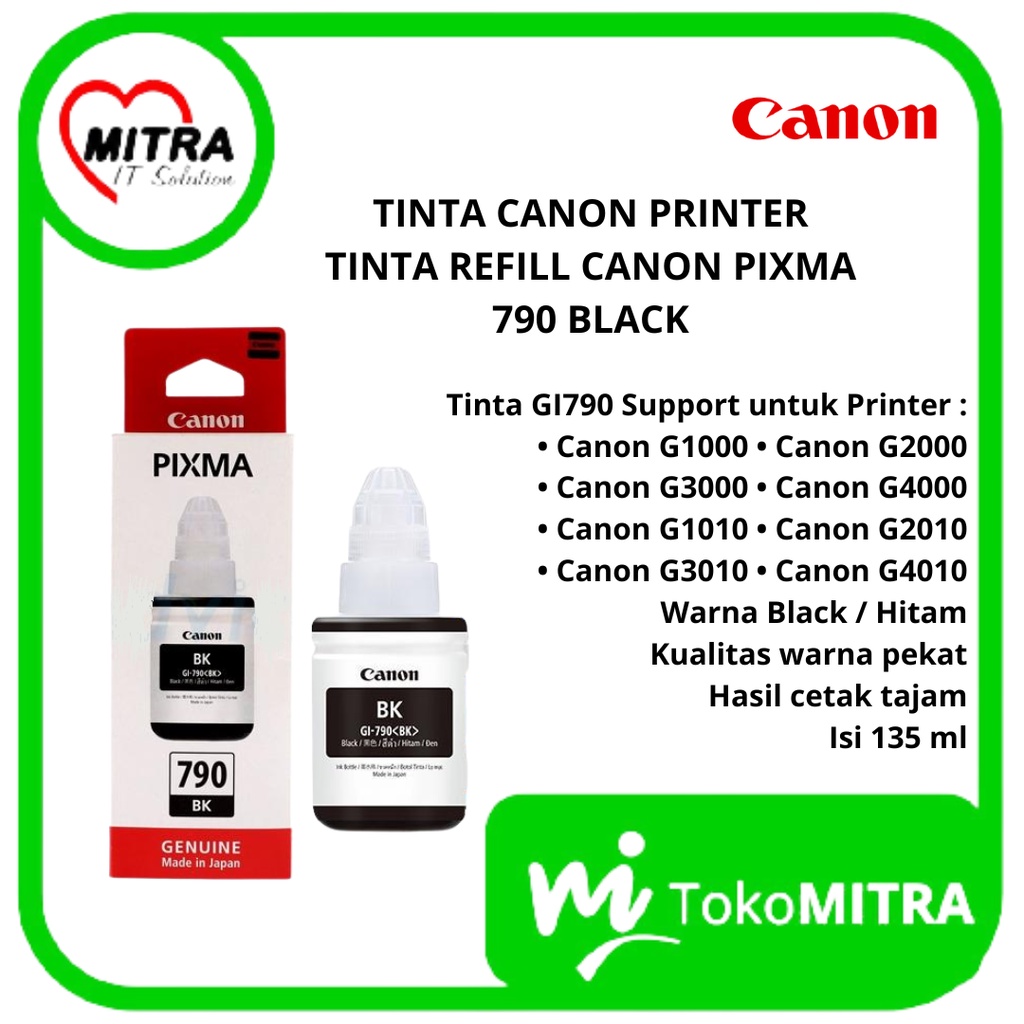 TINTA CANON PRINTER / TINTA REFILL CANON PIXMA 790 BLACK
