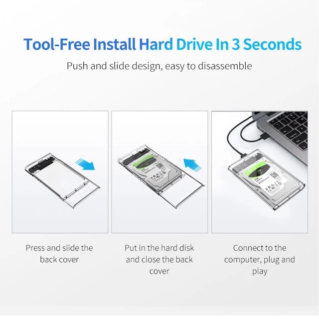Casing Hardisk External HDD SSD External Case 2.5&quot; USB 3.0 SATA Transparan