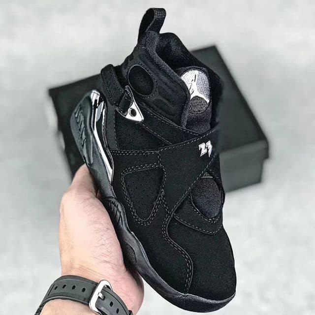 {RaditStore} SEPATU ANAK AIR JORDAN 8 RETRO NOIR BLACK Berkualitas