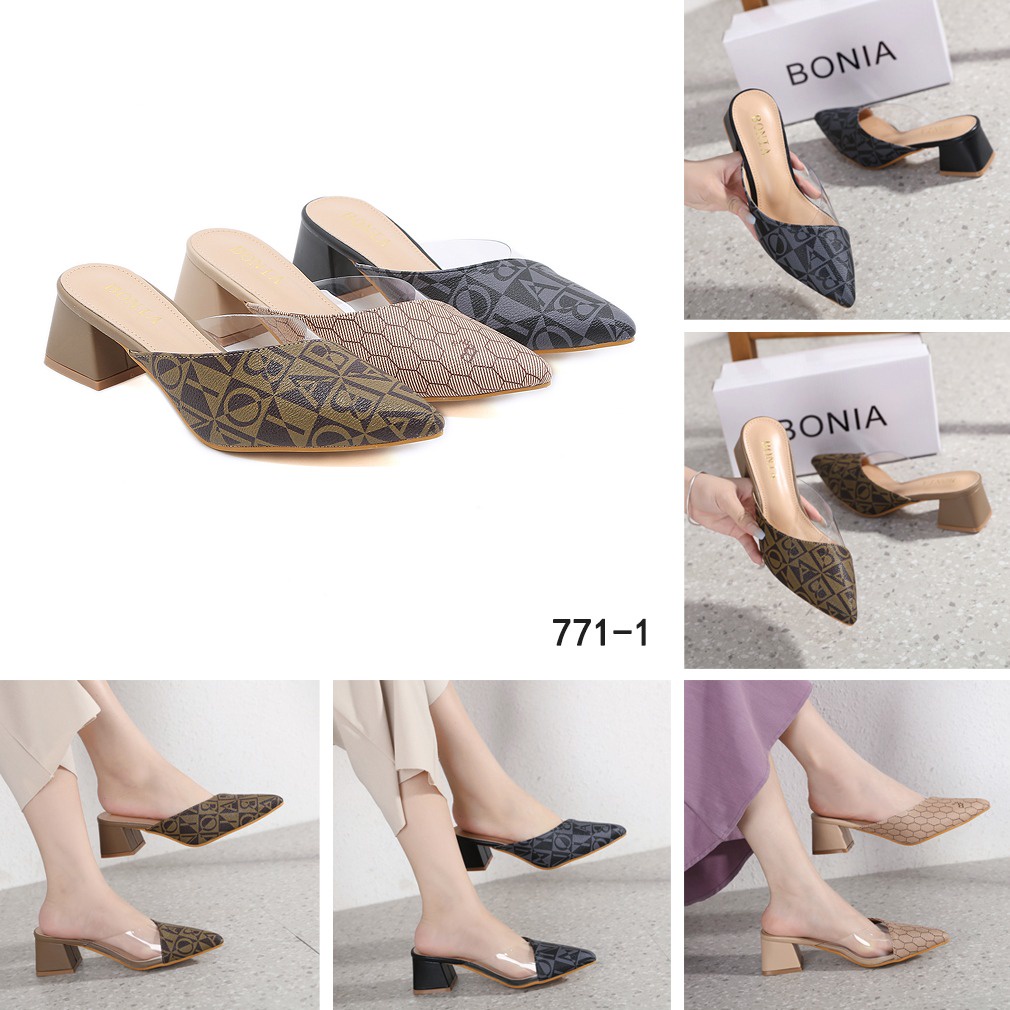 BO With Vinyl Block Heel Shoes 771-1