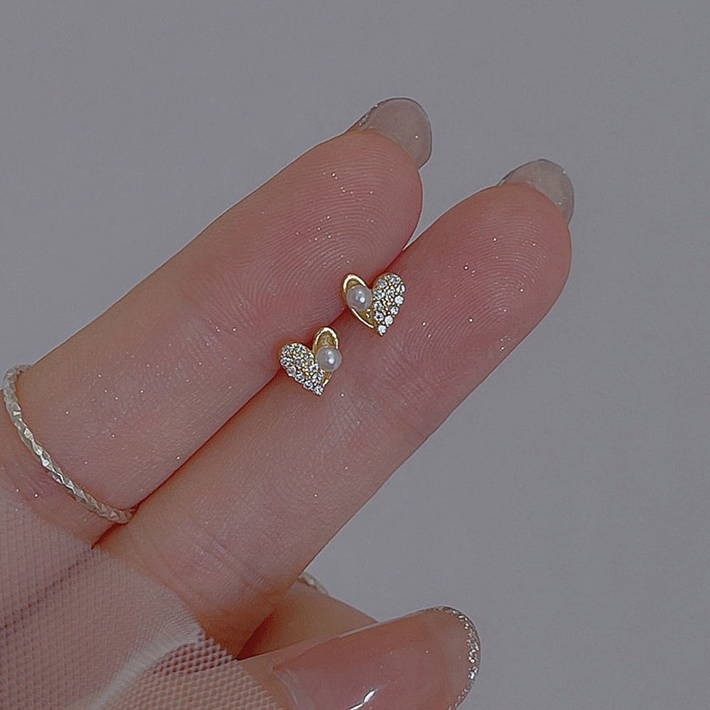 Anting Stud Kristal Mutiara Simulasi Warna Emas Perak Untuk Wanita