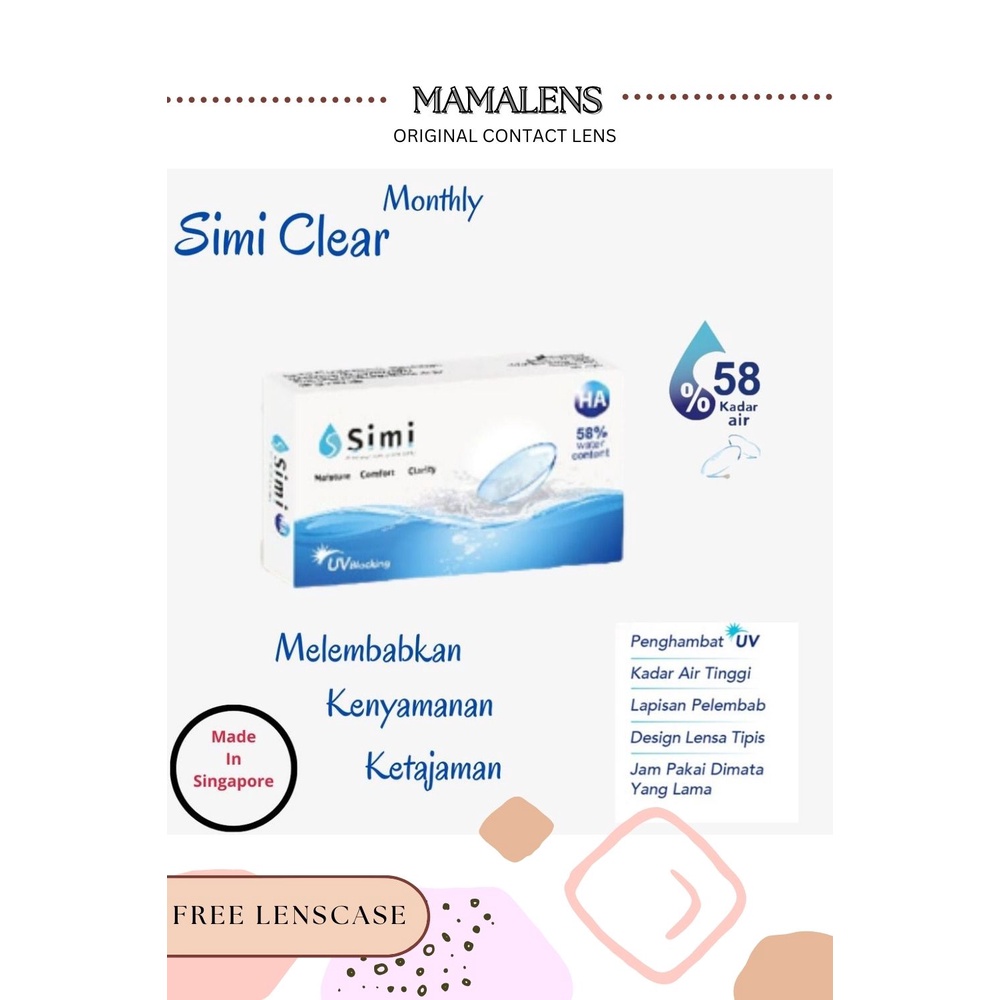 Softlens Simi Clear Minus 10.50 s/d -15.00  Free Lenscase -MAMALENS