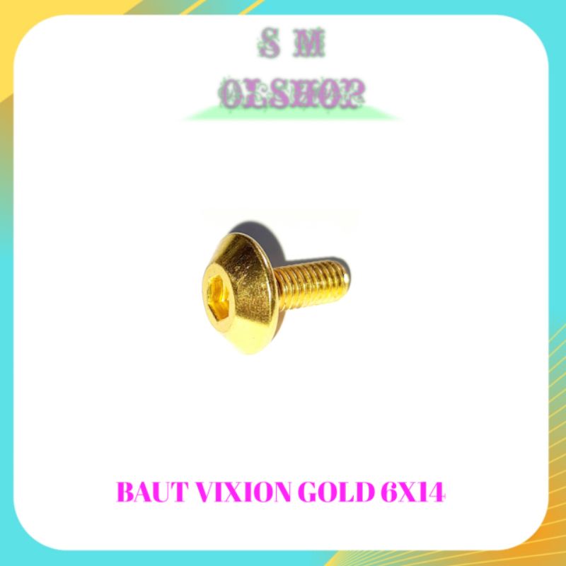 10 Baut Body Vixion Baut Vixion GOLD Baut Bodi Yamaha Vixion Baut Batok Yamaha Vixion Byson Ukuran M6x14