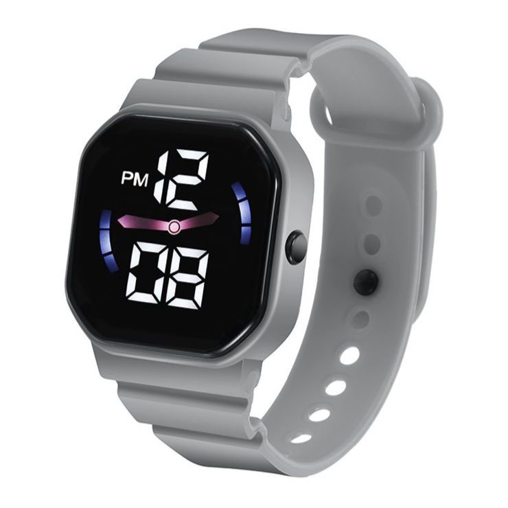 JAM TANGAN PRIA WANITA DIGITAL LED RUBBER KOTAK PERSEGI STRAP RUBBER C1-7 HITAM FASHION KARET ANALOG QUARTZ MEWAH ELEGAN
