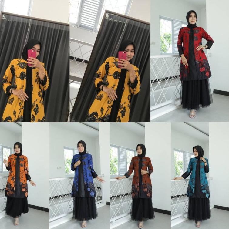"BFA.18Oc22ᴼ" Tunik Batik Guru Wanita  Seragam Batik Guru  Seragam Kerja Kantor  Baju Batik Wanita B