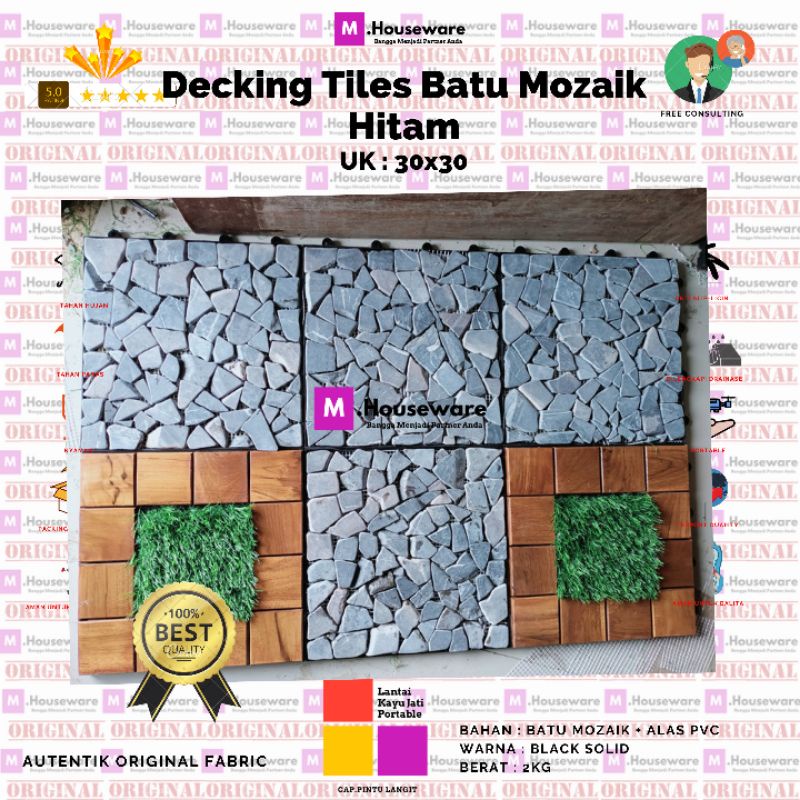 Decking Tile Batu Mozaic / Lantai Batu Mozaik UK 30x30cm / Deck Stone