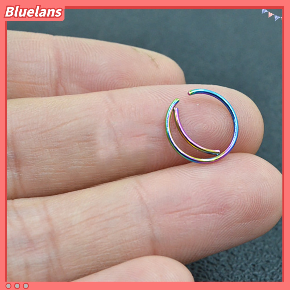 1pc Cincin Hoop Hidung Bentuk Bulan Bahan Stainless Steel Gaya Indian