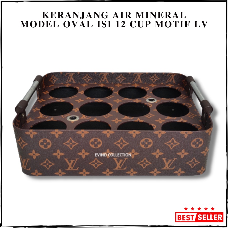 Keranjang Air Mineral Gelas Model Oval Isi 12 Cup Motif Wadah Aqua Gelas Kulit SIntetis