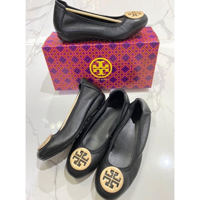 Tory Burch Flat Shoes Gold Plate Sepatu Flat Wanita