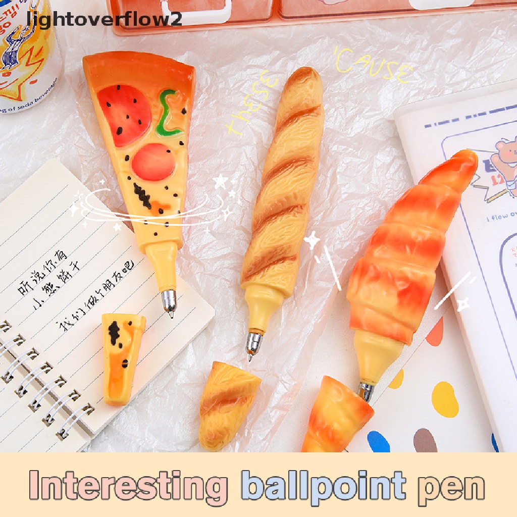 (lightoverflow2) Pulpen 0.7MM Bentuk Pizza / Roti / Hot Dog Untuk Sekolah / Kantor