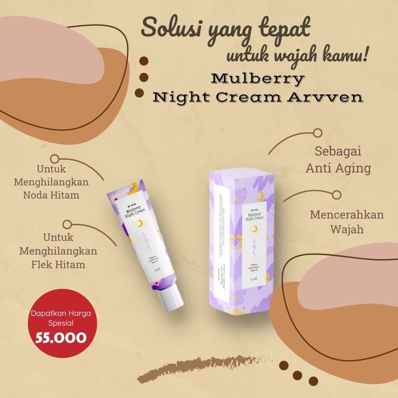 Arvven Night Cream Series Acne Mulberry suncare 15ml