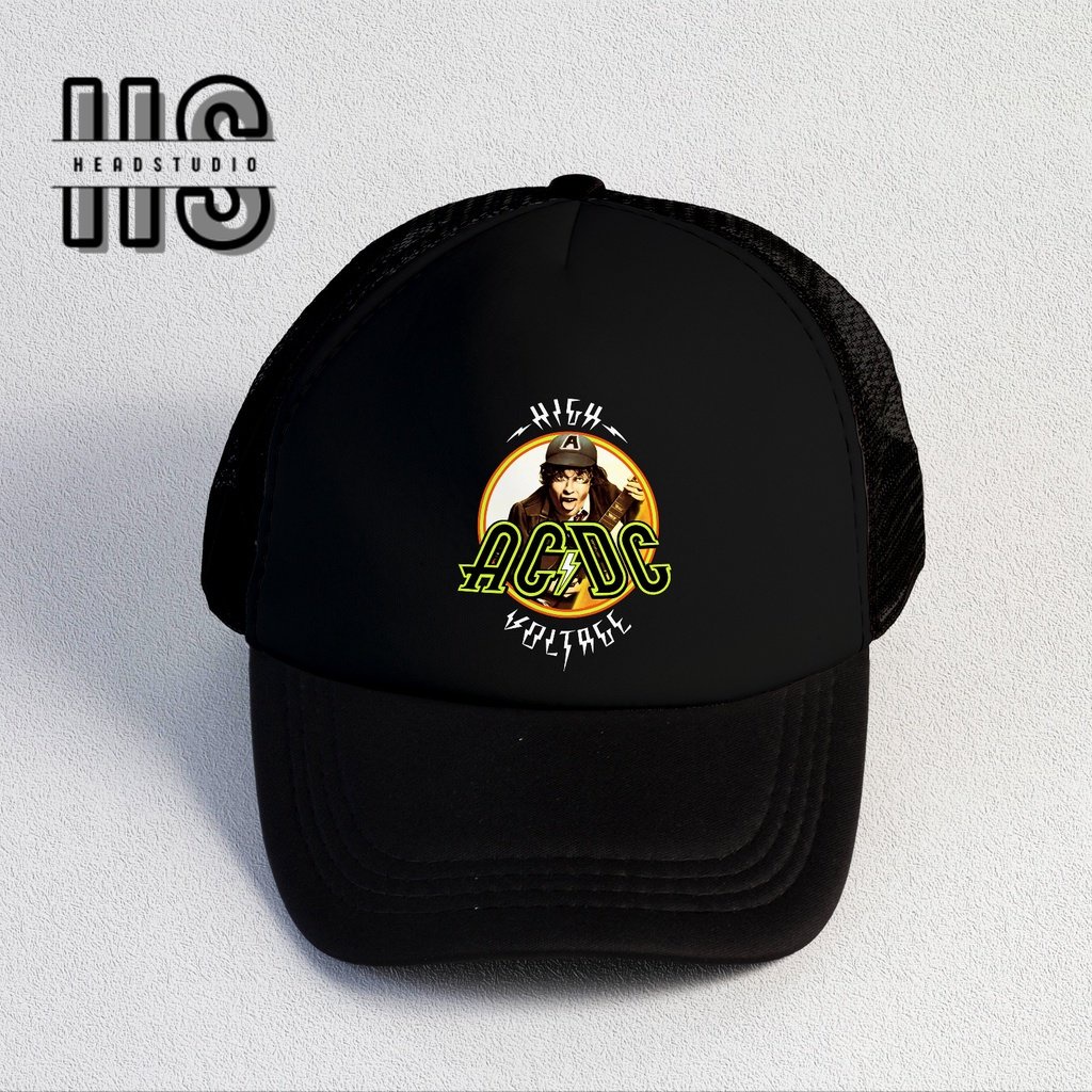 ACDC | Trucker Hat Best Seller | Topi Pria | Topi | Trucker | Topi Band | Baseball | Band | Topi Jaring | Topi Sablon | Head Studio