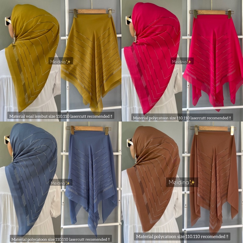 hijab segi empat payet pres mewah