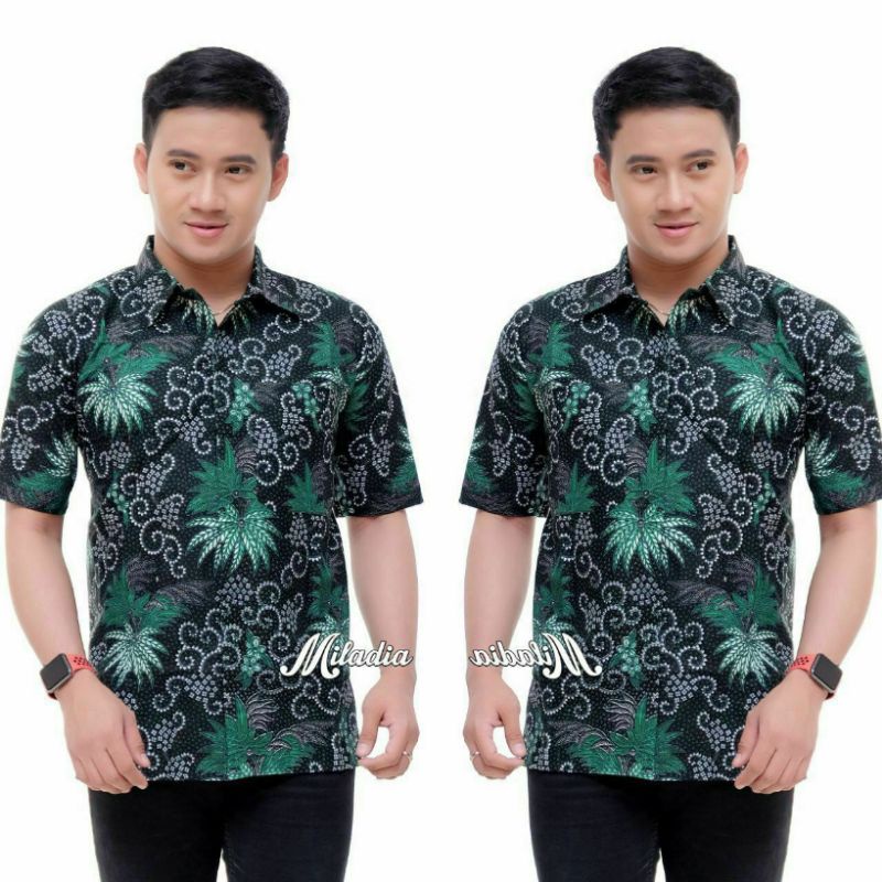 Baju Batik Pria Lengan Pendek M L XL XXL Kode 002 Kemeja Tosca Pendek Kerja Kantor Asli Pekalongan
