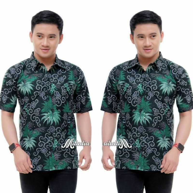 Baju Batik Pria Lengan Pendek M L XL XXL Kode 002 Kemeja Tosca Pendek Kerja Kantor Asli Pekalongan