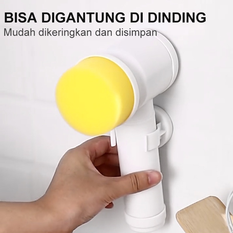 AmazeFan sikat elektrik 5in1 brush Nirkabel sikat pembersih wc toilet sikat electric lantai Dapur alat cuci piring dinding kamar mandi listrik 2000mAh brush cleaner pengisian daya usb IPX7 tahan air Portabel Dapat digantung di dinding 3 kepala pengganti