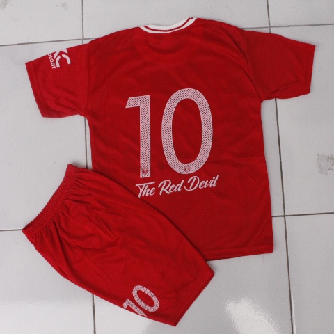 CUSTOM NAMA SETELAN ANAK BAJU BOLA MU MERAH