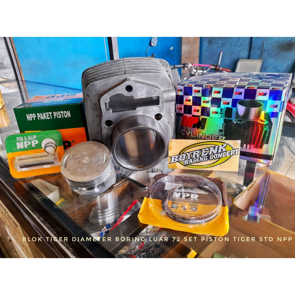 CYLINDER BLOK TIGER LINER STD DAN 72 SET PISTON TIGER NPP PNP - BOYRENK RACING