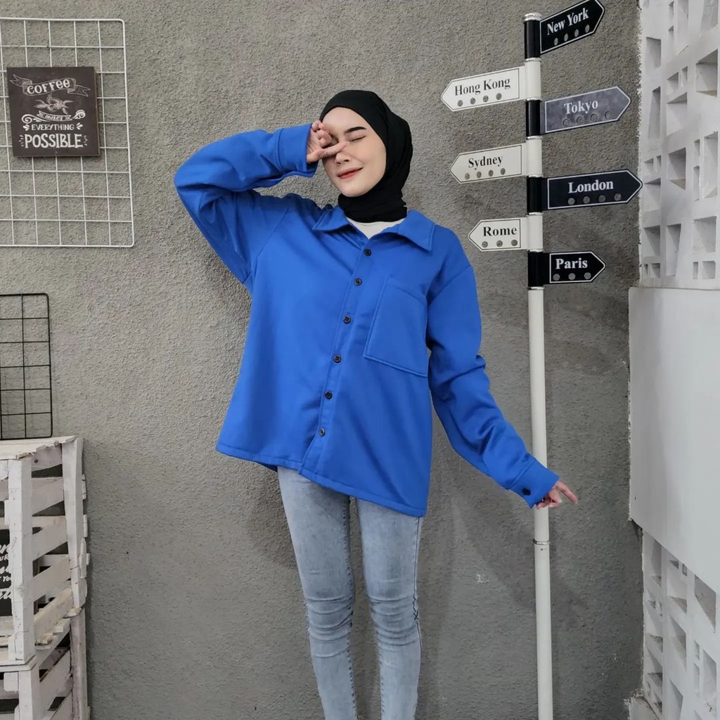 BIG NEWYORK Sweater Crewneck Wanita Oversize Atasan Kemeja Outher Kasual Style FLEECE Tebal Korean OOTD Outfit Kekinian