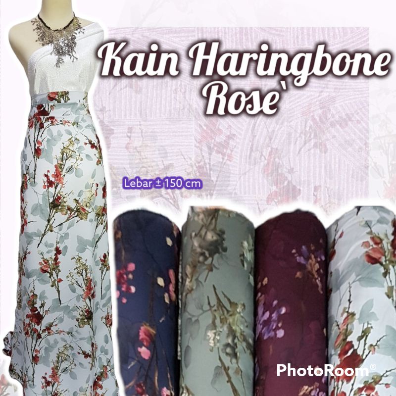 Bahan Kain Herringbone motif Rose kain heringbon halus lembut murah meteran