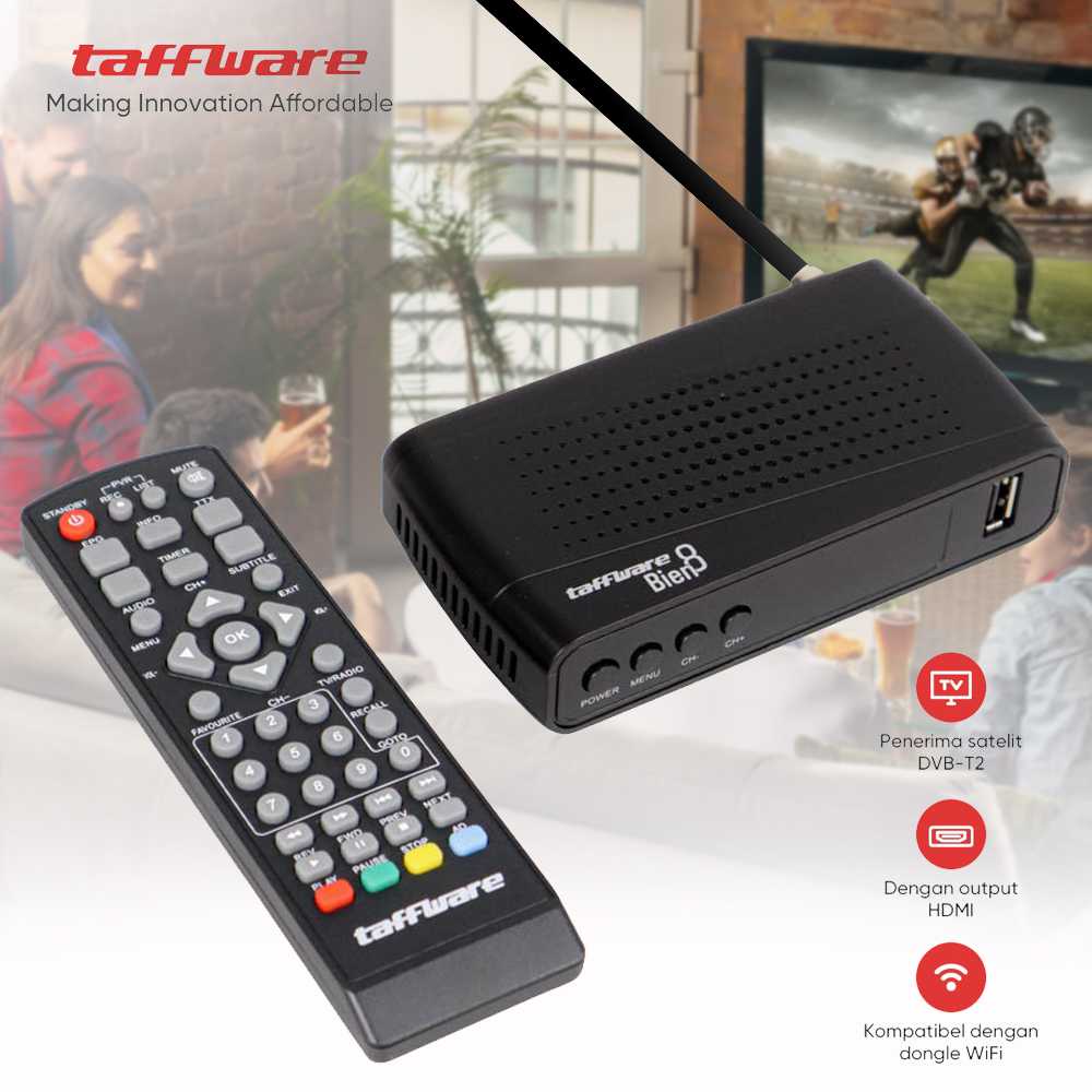 Set Top Box STB Taffware Bien6 7 8 9 4 DZO84 Siaran Digital Satellite TV Tuner Box 1080P DVB-T2 Ori Original