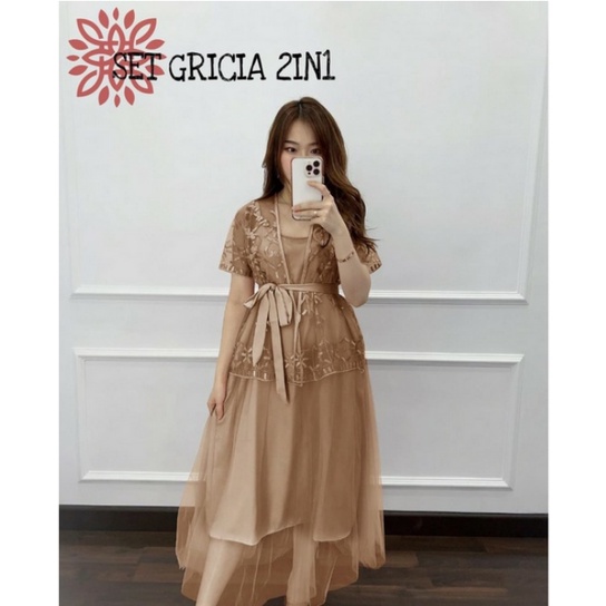 DRESS GRICIA KIVORINA CARDI 2IN1 / GAUN KASUAL / DRESS TERBARU / NEW DRESS / DRESS NATAL / COD / BAYAR DI TEMPAT