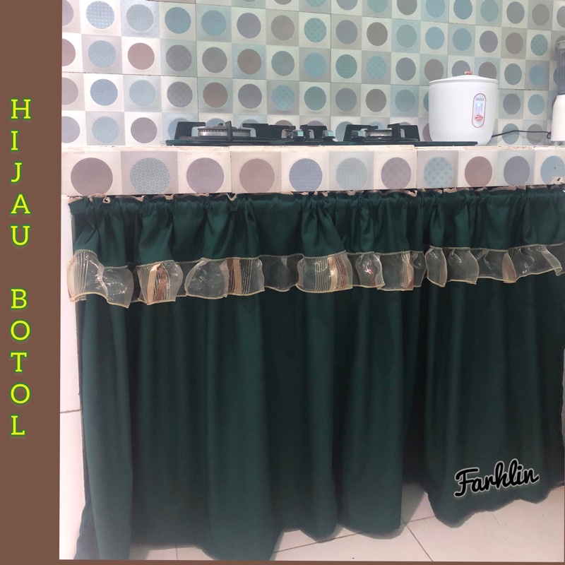 gorden kolong dapur polos/tirai dapur cantik minimalis/gorden kolong dapur poni / kombinasi renda