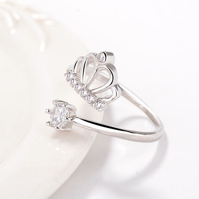 CN07 Cincin Berlian Imitasi bahan titanium warna silver Korean fashion