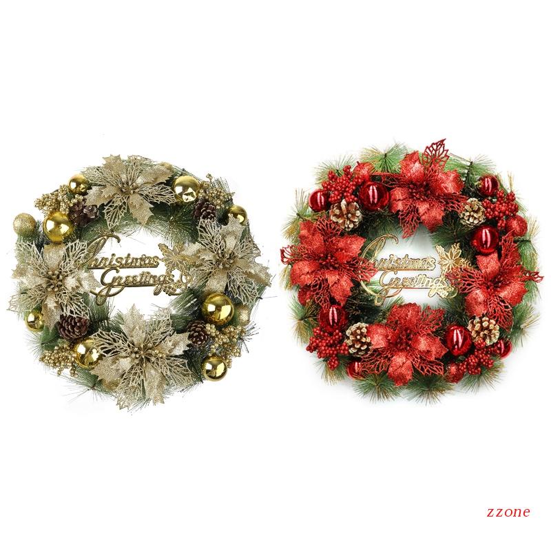 Karangan Bunga Poinsettia Metalik Glitter Buatan Model Gantung Untuk Natal
