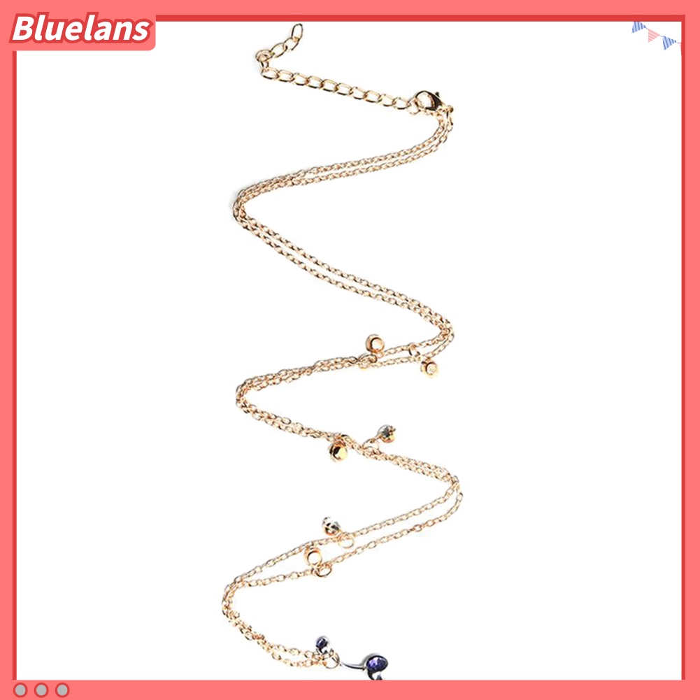 Bluelans Women Rhinestone Pendant Belly Button Ring Dangle Navel Piercing Waist Chain