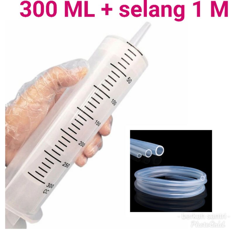 Suntikan Besar Jumbo Large Syringe Spuit Suntikan Kapasitas Besar 300 Cc Bukan 50 Ml 100ml 150cc 200cc 500ml Plus Selang 1 Meter