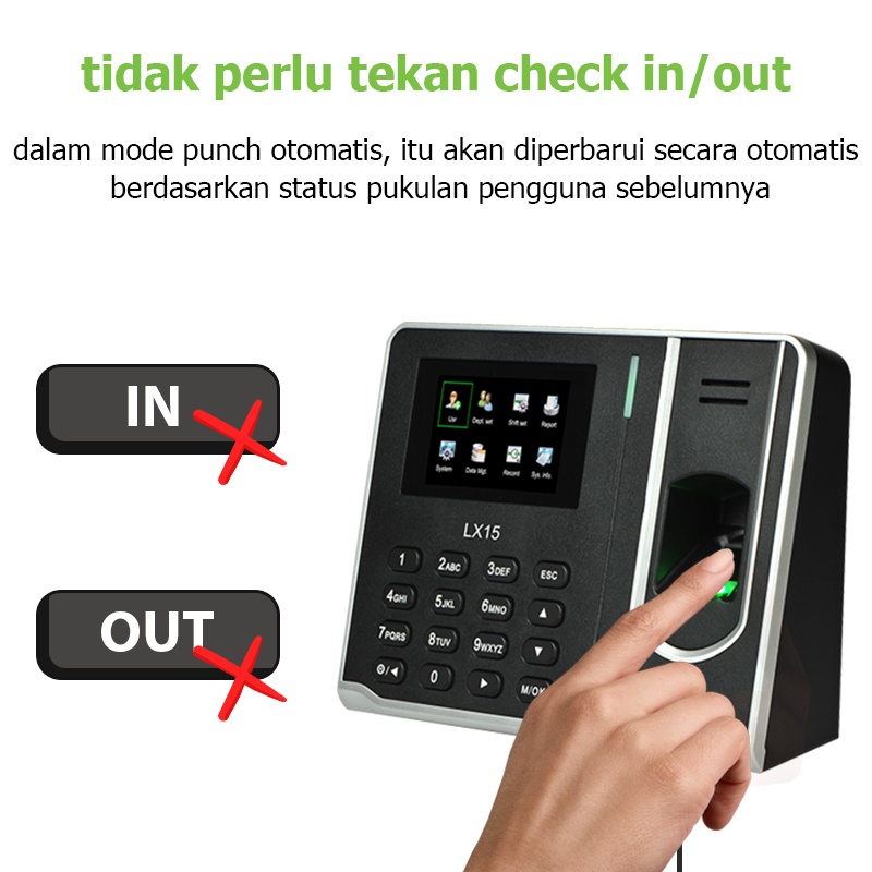 ZKTeco Mesin Absen Sidik Jari LX15 Bahasa Indonesia Finger print Mesin Absensi Penempatan Mesin Di Meja/Di Dinding