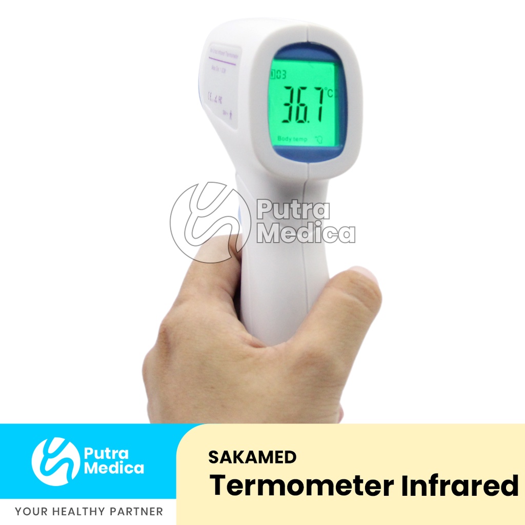 Sakamed Termometer Digital Infrared Tembak / Thermo Gun / Thermometer Non Contact / Termo Scan Non Kontak / Temp / Alat Ukur Suhu Tubuh