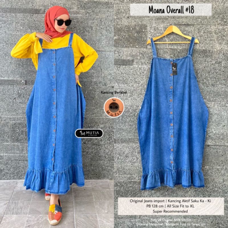 MOANA OVERALL #18 / OVERALL JEANS WANITA MUSLIMAH PREMIUM / BY MUTIA