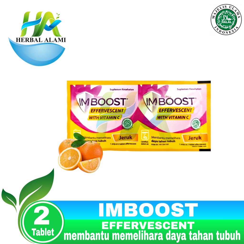 Imboost Effervescent Jeruk Strip Isi 2 Tablet - Suplemen Daya Tahan Tubuh