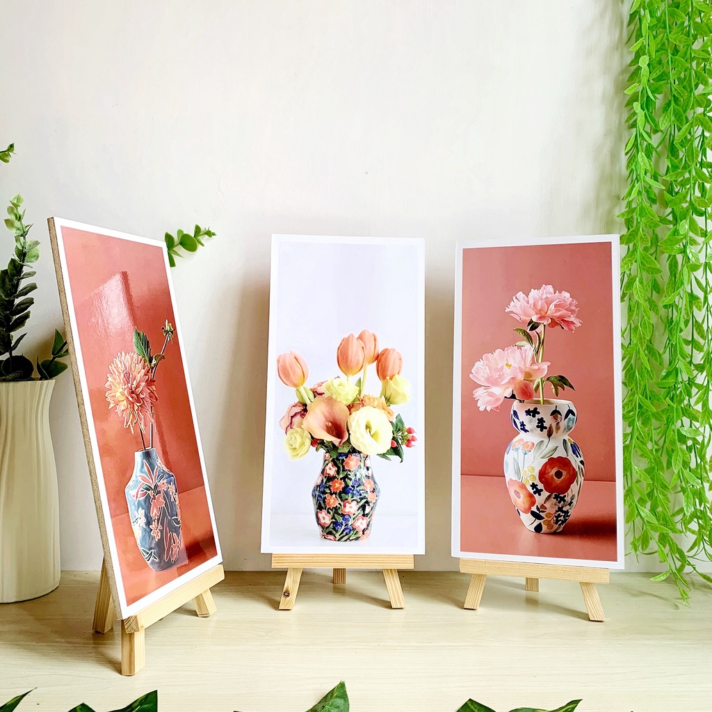 HIASAN DINDING BUNGA (15X30) WALL DECOR HIASAN KAMAR HIASAN RUANG TAMU PAJANGAN DINDING HIASAN DINDING KAYU DEKORASI DINDING FLOWER BUNGA POT