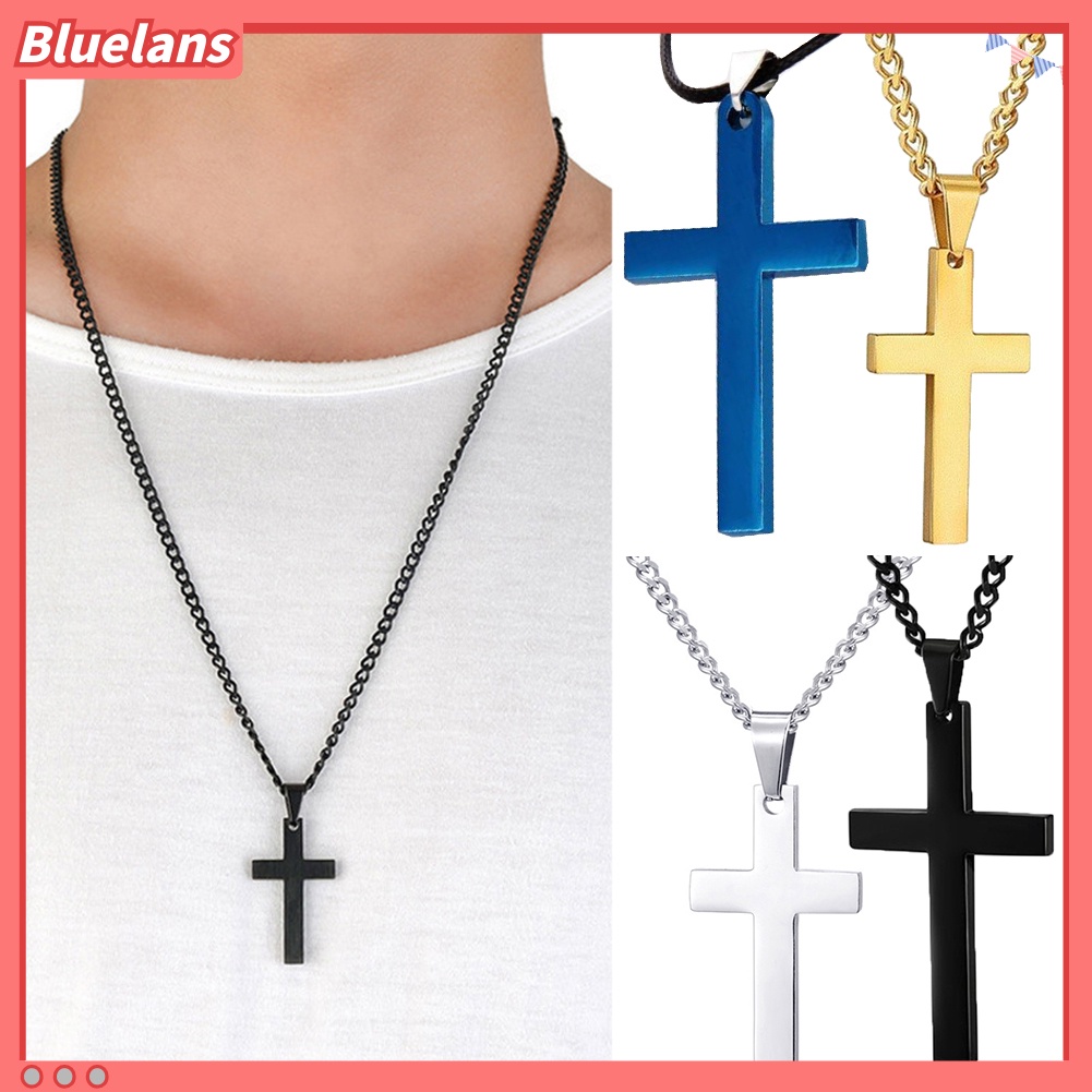 Bluelans Fashion Men Simple Cross Pendant Alloy Necklace Chain Jewelry Christmas Day Gift