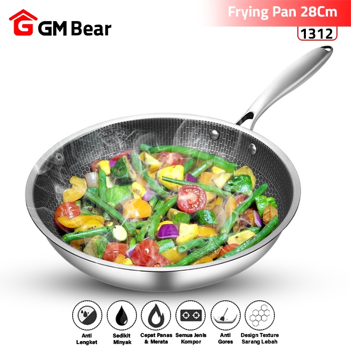 Jual Gm Bear Stainless Steel Wajan Penggorengan Frying Pan Cm Shopee Indonesia