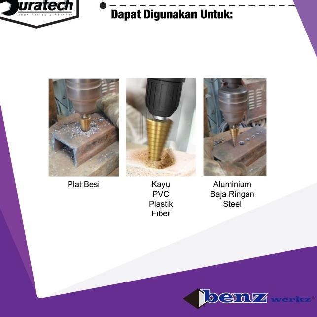 Mata bor besi step drill 3-12mm / Mata bor pagoda titanium coat Benz