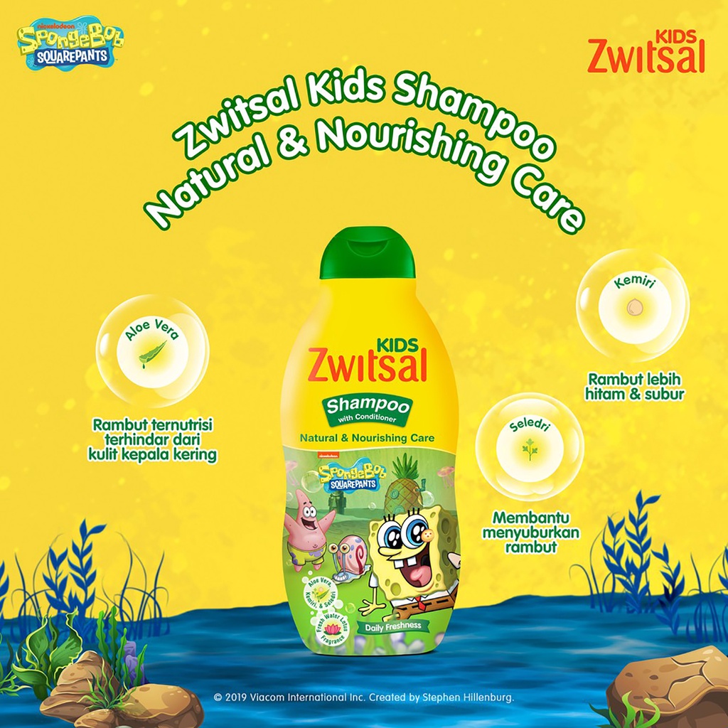 Zwitsal Kids Shampoo Green Natural &amp; Nourishing Care 180 ml - Shampoo anak zwitsal