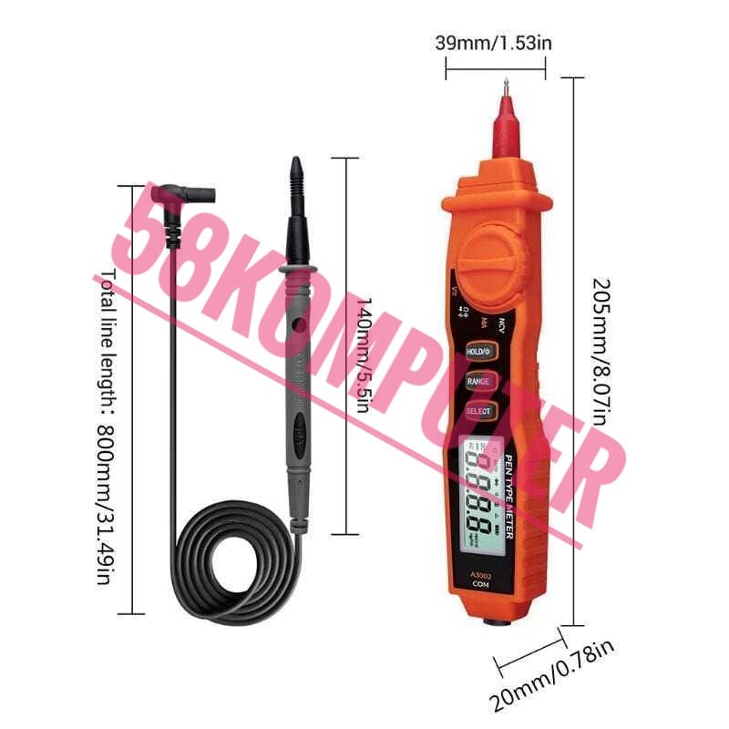 Tespen Digital Multifungsi Aneng A3004 Multimeter Voltage Tester Pen Tespen Listrik Digital Non Contact Tester Kabel Listrik Putus Digital ANENG A3004