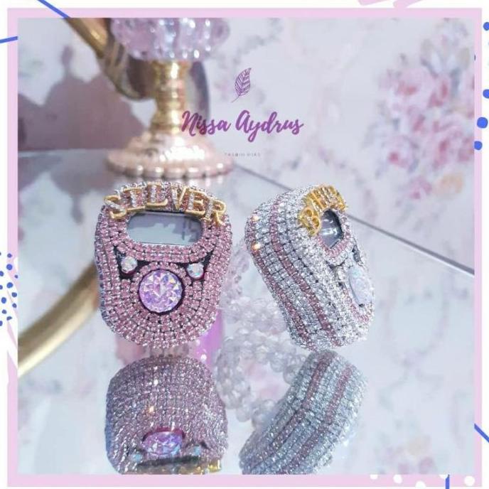 Tasbih Digital Cantik Premium Swarovski Led Custom Nama Stormemey