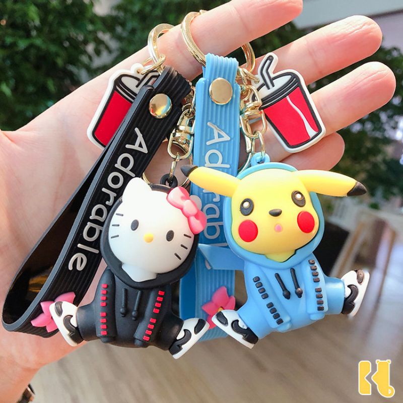 ACC Market88 Gantungan Kunci Imut Motif Pikachu Stitch Mickey Minnie Cantik Elegan Import Keychain