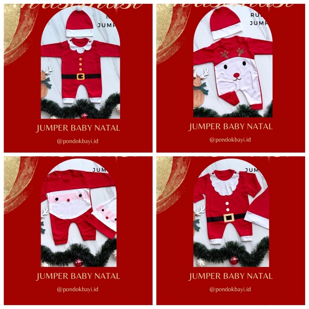 PondokBayi-Jumper Natal/Baju Natal Bayi Newborn 0-3 Bulan Kostum Christmas Jumper Bayi Natal (COD)