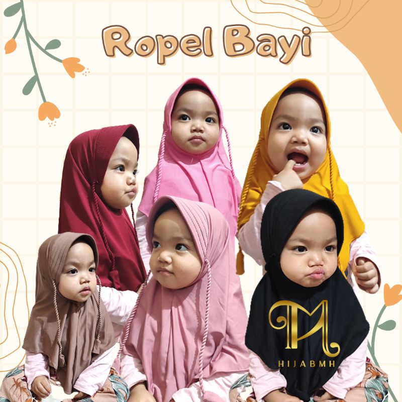 jilbab / anak / bayi / hijab /0-3 tahun/ ROPEL BAYI / jilbab tali kepang