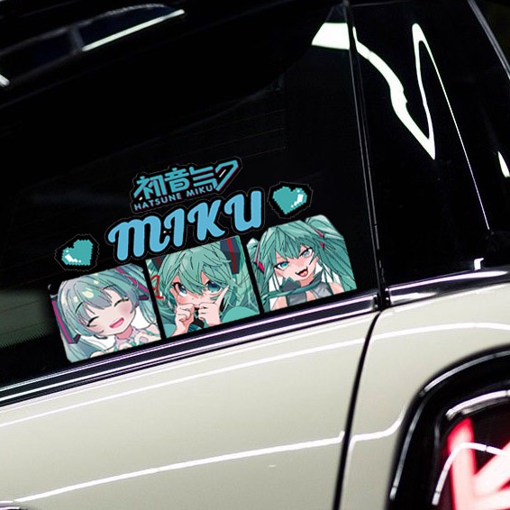 Hatsune Miku Dua Dimensi Stiker Kartun Kaca Depan Stiker Pintu Mobil Stiker Miku Untuk Honda