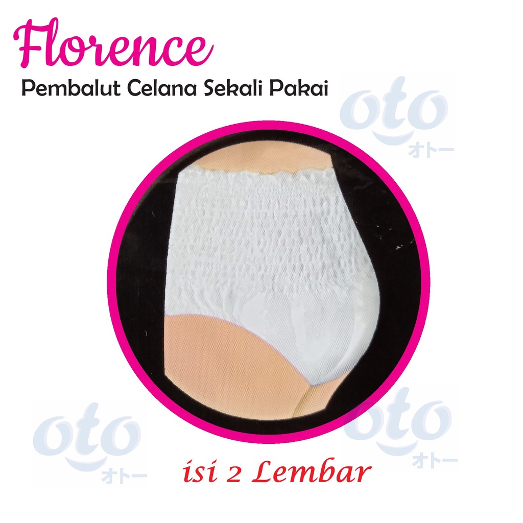 Florence Pembalut Celana isi 2 Lembar Sekali Pakai untuk Wanita Menstruasi  46cm-106cm Lingkar Pinggang- isi 2