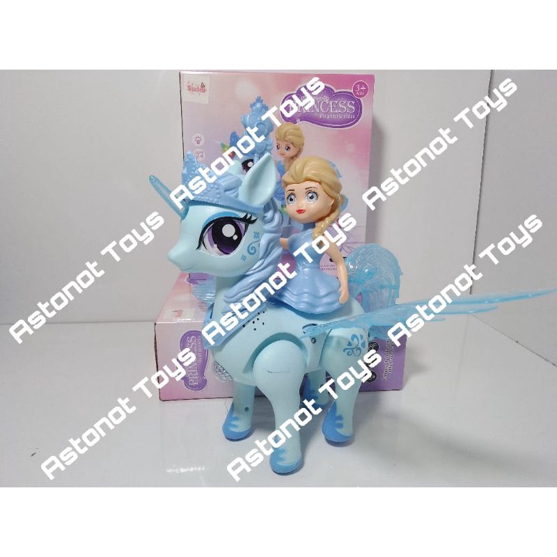 Mainan Unicorn Berjalan Kuda Princess Pony Music dan Lampu BRO1546