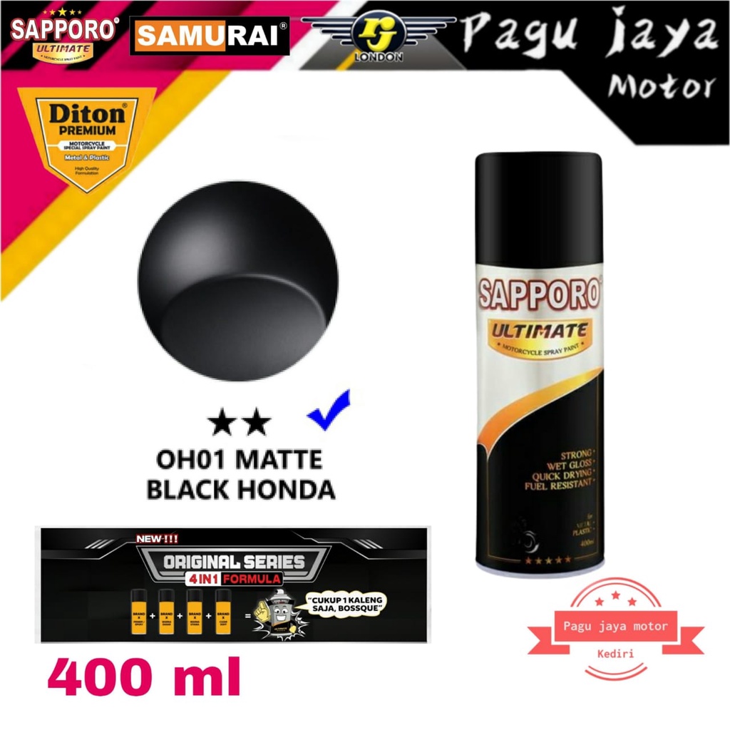 SAPPORO ULTIMATE MATTE BLACK HONDA OH01** BACK TO ORIGINAL SERIES CUKUP 1 KALENG SAJA 400ml hitam doff pilox pilok cat semprot spray paint